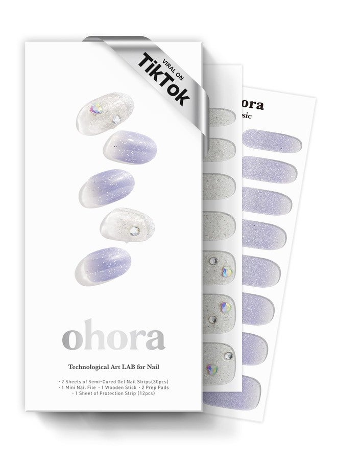 ohora Semi Cured Gel Nail Strips (N Ice Queen) - Works with Any Nail Lamps, Salon-Quality, Long Lasting, Easy to Apply & Remove - Includes 2 Prep Pads, Nail File & Wooden Stick - Image 1